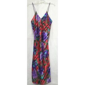 Lucie Ann II Whimsy Coquette Floral Sheer Shadow Stripe Chemise Nightie S Vtg